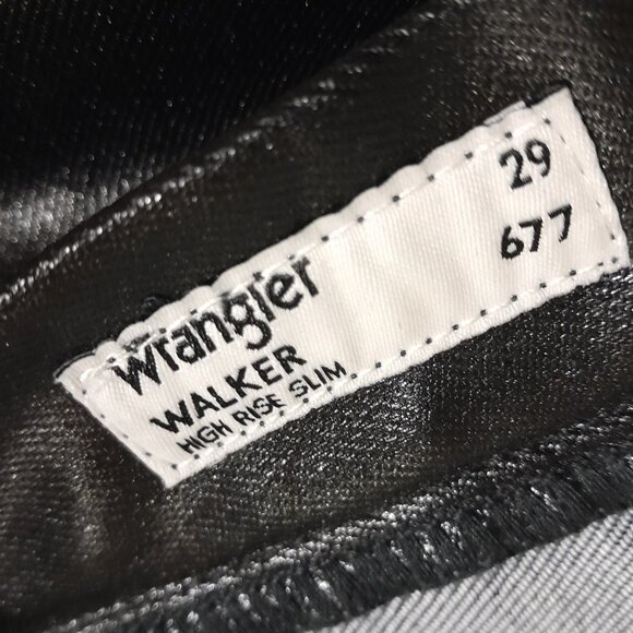 Wrangler Walker 677 High Rise Slim Black Coated Shiny Women's Jeans sz 29 - Picture 6 of 9